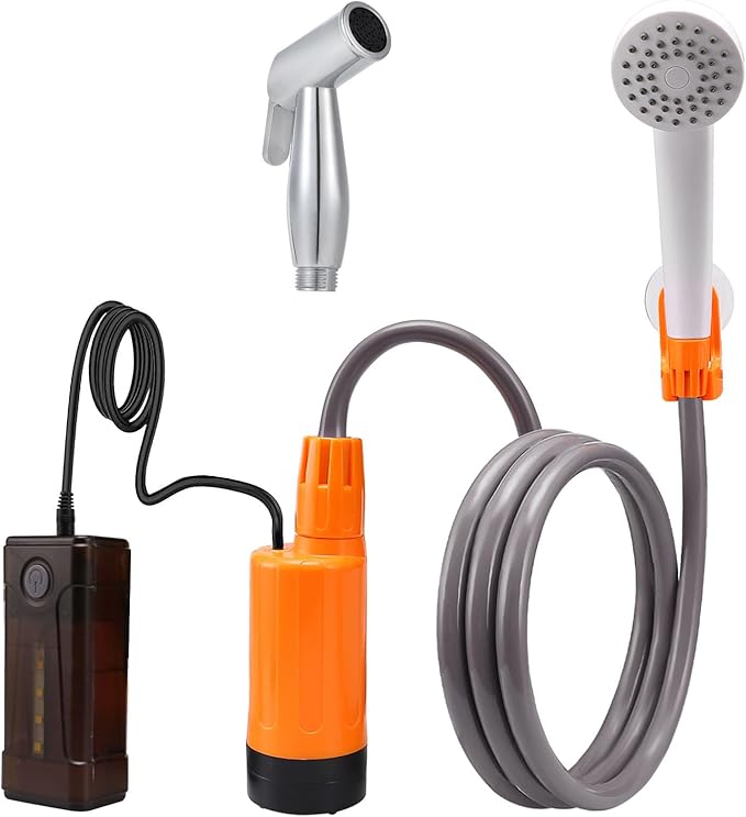 Z/both are neededPortable electric outdoor shower two charging methods camping shower pump one-button switch control suitable for pet bathing and plant watering