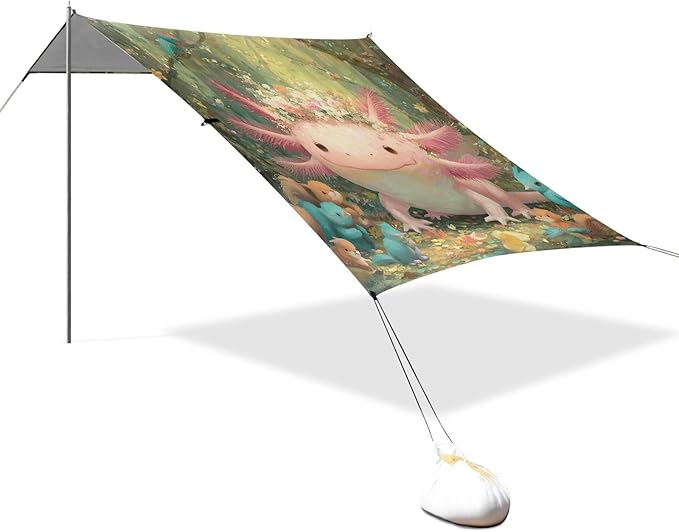ALAZA Salamander Woods Beach Tent Sun Shelter Portable Canopy Sunshade for Outdoor Camping Picnics Backyard Fun 10x9 ft
