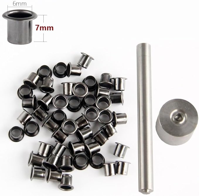 50PCS 7MM CNC Stainless Eyelet Rivets with 1 Set Punch Installation Tool Fit for Kydex Sheath Knife Case DIY Accessory