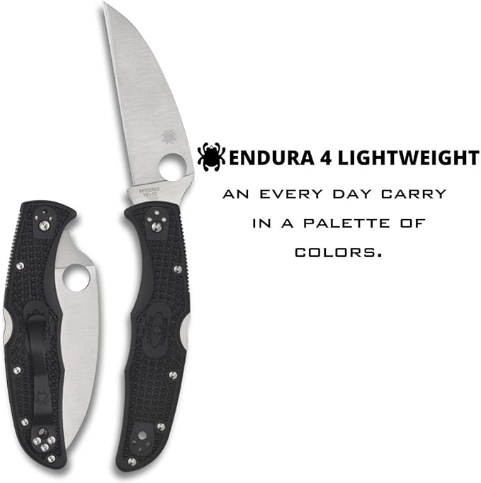 Spyderco Endura 4 Wharncliffe Folding Pocket Knife with 3.7 VG-10 Steel Blade and FRN Handle - EDC Knife for Men and Women Perfect for Hunting Tactical Camping Survival - PlainEdge - C10FPWCBK