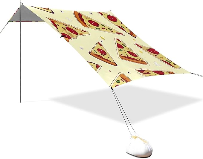 ALAZA Cute Yellow Pizza Pattern Beach Tent Sun Shelter Portable Canopy Sunshade for Outdoor Camping Picnics Backyard Fun 10x9 ft