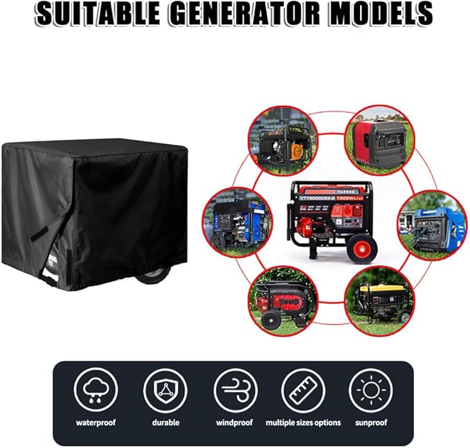 420D Heavy Duty Generator Cover for DeWalt DXGNR6500 8125W / 6500W Waterproof Portable Outdoor Generator Cover All Weather Protection with Windproof Buckle Straps
