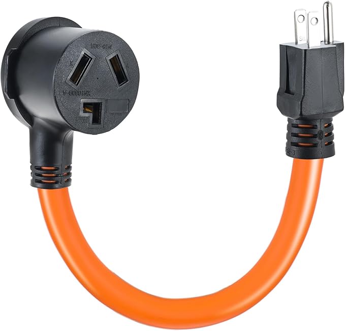 NEMA 5-15P to 10-30R Dryer Adapter Cord 1.5FT 120V 15 Amp 3 Prong to 3 Prong Dryer Adapter Plug ONLY for 120V Device EV Power Cord Heavy Duty STW 10 Gauge ETL Listed