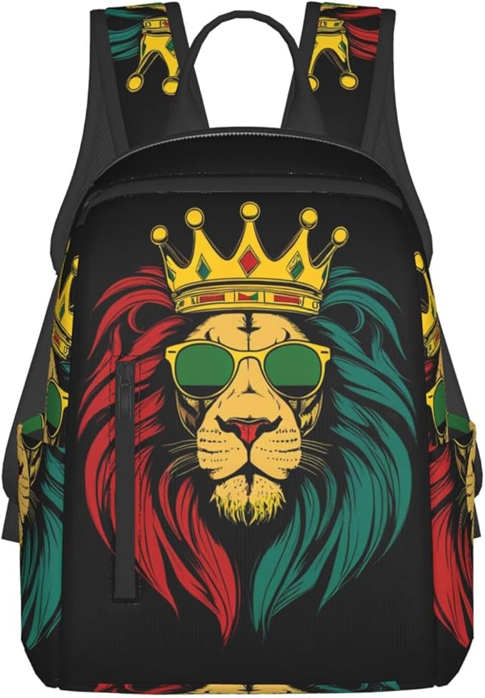 Men Women Bookbag Reggae king Rasta Flag Lion Black Laptop &amp Tablet Backpack for Travel &amp Work