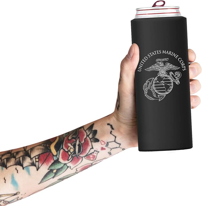 USMC Slim Can Cooler for Beer &amp Seltzer | Insulated Marine Corps Can Cooler