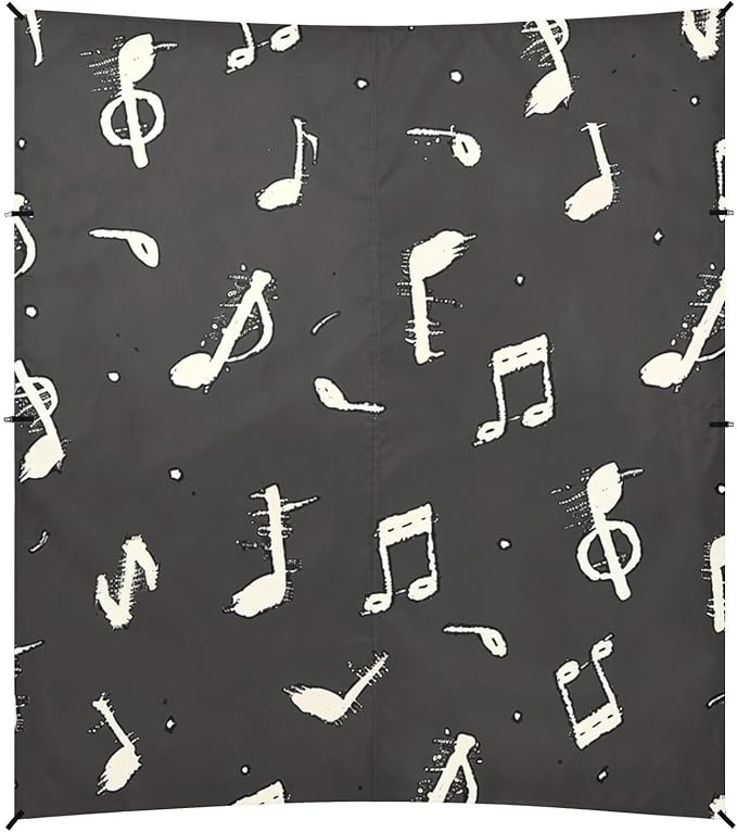 ALAZA Hipster Music Note on Black Beach Tent Sun Shelter Portable Canopy Sunshade for Outdoor Camping Picnics Backyard Fun 10x9 ft