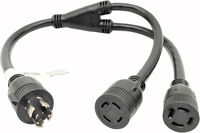 Parkworld 886474 Generator Splitter 4-Prong L14-30P Male to L14-30R &amp L14-20R Female Y Adapter Cord