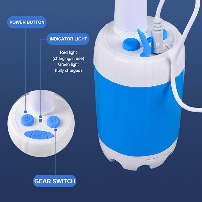 Portable Camping Shower Rechargeable Electric Outdoor Camp Shower Pump Multiple Spray Patterns for Camping Trip Car Wash