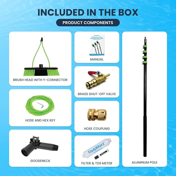 20 Feet Long Reach Solar Panel Cleaning Brush with Inline Water Filter Telescopic Extendable for Roof Mounted Solar Panel and Window Cleaning: Water Fed Pole Cleaning Kit