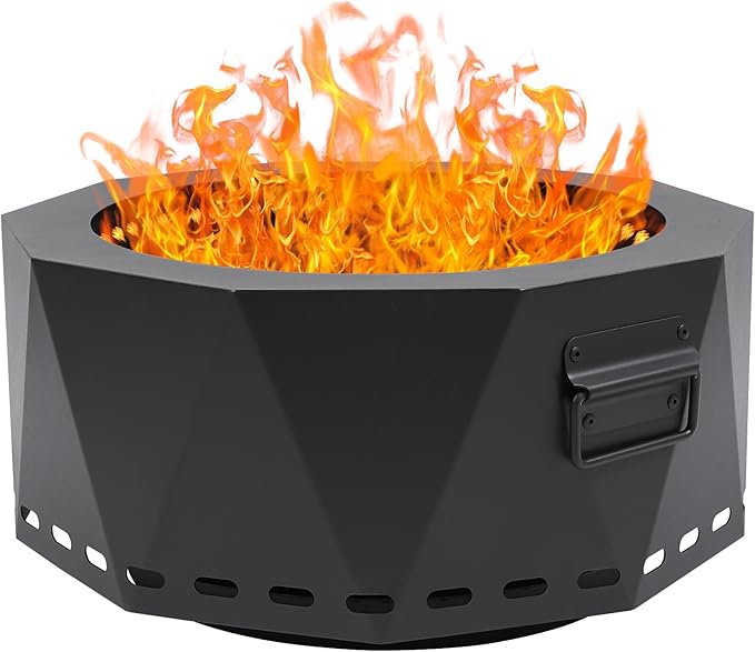 Smokeless Fire Pit Outdoor- 20 Inch Low Smoke Metal Fire Pits &amp Fireplaces for Outside with Carry Bag Smokeless Wood Stove for Camping Patio Backyard Garden Picnic-L