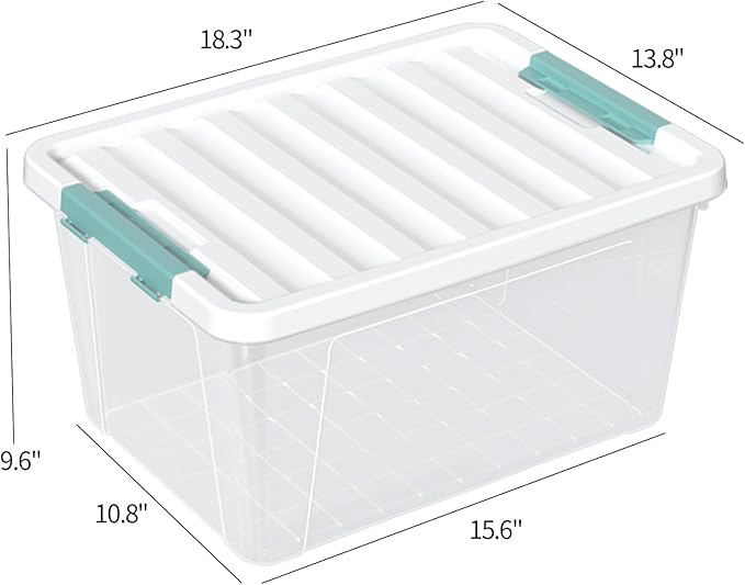 4-pack 35 Quarts Latching Storage Boxes Large Clear Plastic Storage Tote Bins with Lids