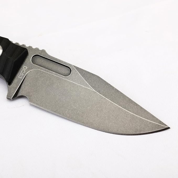 BD02 Fixed Edge Knife 22.9CM Stainless Steel Blade G10 Handle Full Edge EDC Tool Straight Knife for Work Camping Survival (Stone Wash Black Stone Wash White) (Black handle and black blade)