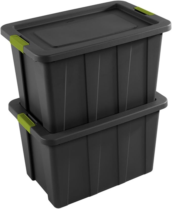 Sterilite 4-Pack Storage Bins with Lids Heavy Duty Totes Tuff1 30 Gallon Flat Gray