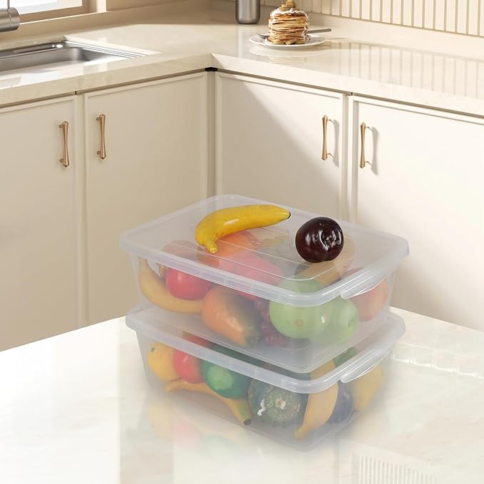 4-Pack Plastic Storage Bins with Latching Lids 14 L Plastic Clear Storage Box