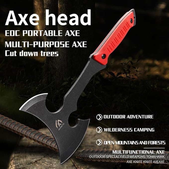 6PC Camping Axe Folding Survival Axe Outdoor Adventure Tactical Camping Axe (Black)