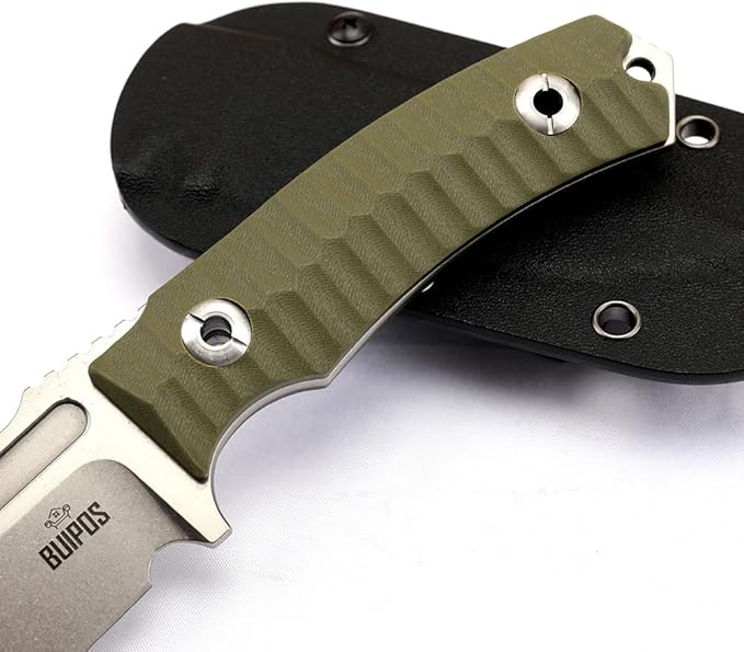 BD02 Fixed Edge Knife 22.9CM Stainless Steel Blade G10 Handle Full Edge EDC Tool Straight Knife for Work Camping Survival (Stone Wash Black Stone Wash White) (Green handle and white blade)