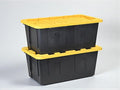 Heavy-Duty Storage Tote with Lid Black and Yellow 40 Gallon 22.0 D x 38.2 W x 16.4 H (2 PACK)