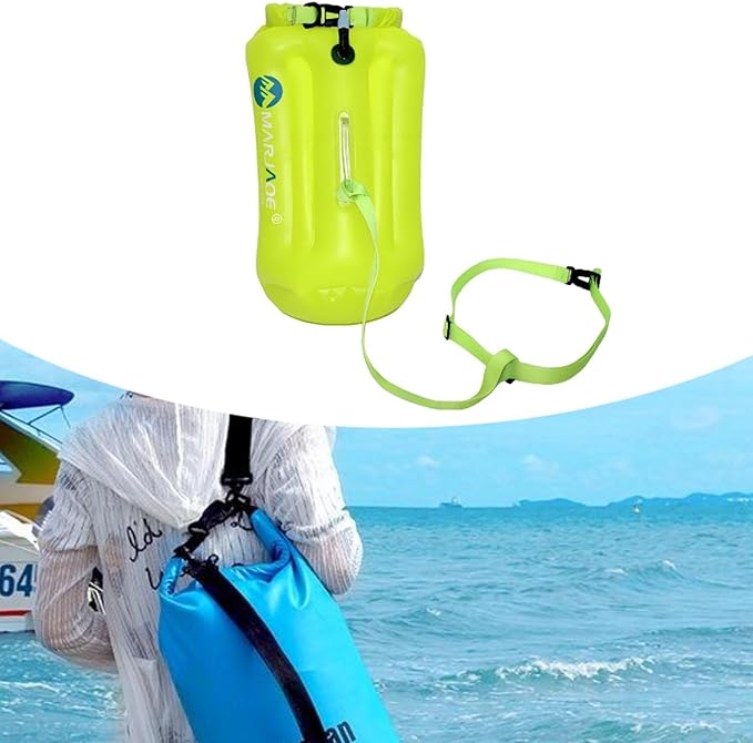 Swim Buoy 20L Sturdy Portable Roll Top PVC Waterproof Storage Bag for Rafting Canoeing Surfing Beach Hiking Yellow