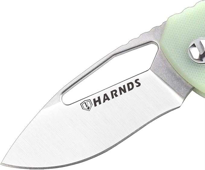 Harnds Seal CK6120 Folding Knife with Aus-8 Steel Blade Pocket Knife with G10 Handle Pocketclip (Transparent cyan)