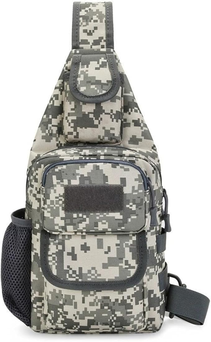 Tactical Chest Pack Modular Strap System Camouflage Sling Bag for Outdoor(Green camel)