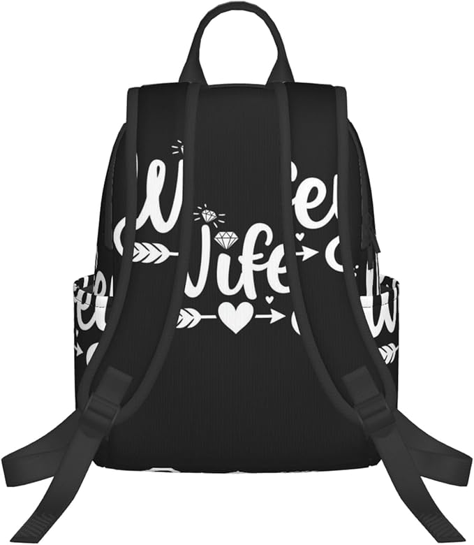 Backpack Travel Work Bookbag love heart Bride Wifey Gift Casual Daypacks with Water Bottle Pocket
