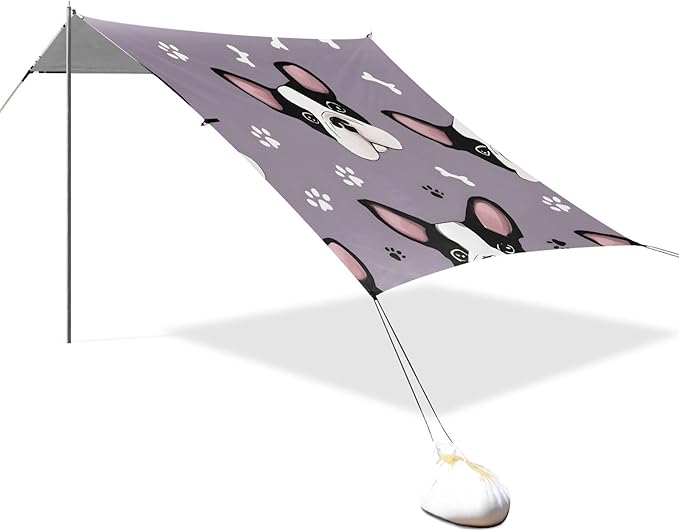 ALAZA Dog Footprint Pattern Beach Tent Sun Shelter Portable Canopy Sunshade for Outdoor Camping Picnics Backyard Fun 10x9 ft