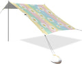 xigua Daisy Beach Tent Sun Shelter with Carrying Bag - Silver Coated Oxford Fabric Beach Canopy for Beach Camping Fishing - Includes Windproof Ropes Sandbags &amp Stakes