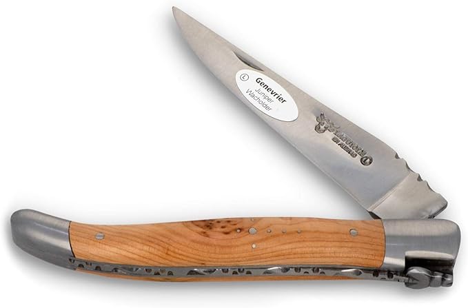 Laguiole en Aubrac Handmade Knife 12 cm L0212GEIF Juniper Wood Handle Blade and bolsters Stainless Steel