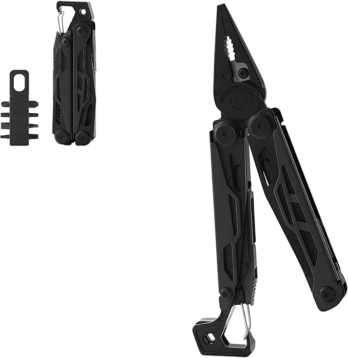 Multitool 25-in-1 Full-Size Lightweight EDC Multi-Purpose Pliers Folding Knife Camping Knives &amp Tools Outdoor Survival Gear Men Gift Ideas Gifts for Hunters Men who have Everything (Black）