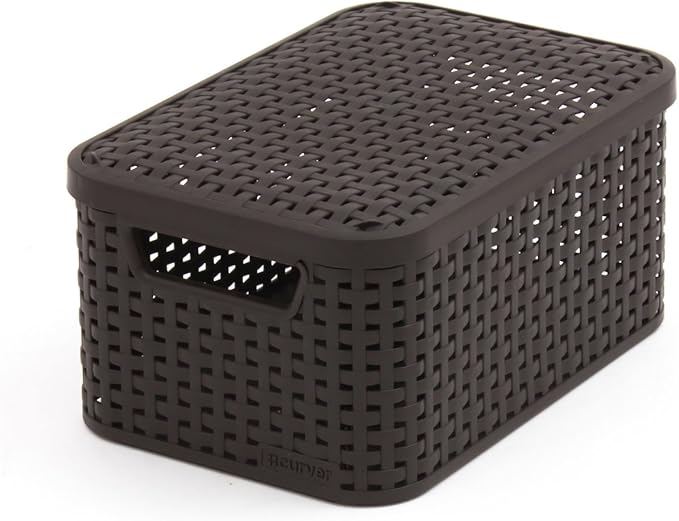 Curver Style 205839 Storage Box Rattan Look Size S with Second-Generation Lid Polypropylene