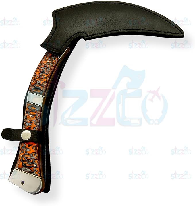 Beautiful Custom Hand-Forged D2 Steel Mirror Polished Blade Hunting Camping Tomahawk Axe with Leather Sheath Full Tang Fixed Blade Knife Ideal Gift for Birthday &amp Anniversary