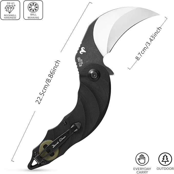 Sitivien ST160 Pocket Folding KnifeK110 Steel Blade with G10 Handle EDC Tool Knife for Outdoor CampingHikingFishing(Green)