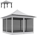 12x12 Heavy-Duty Canopy Pop Up Tent Featuring Breathable Mesh Netting UPF50+ UV Protection Portable Carry Bag Light Gray