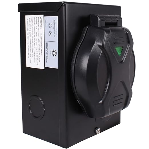 30A/50A Power Inlet Box for Generator Journeyman-Pro ETL Listed w/Waterproof CoverL5-30PTT-30PL14-30PSS-2-50P | 30 or 50 Amp 125/250V | for 3 or 4 Prong Extension Cord (L14-30P-BLACK)