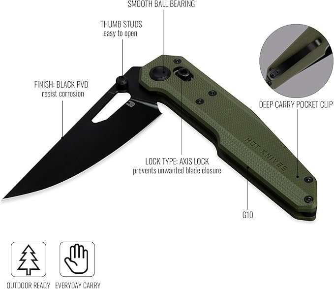 HOT KNIVES HK01 3.6 Sandvik 14C28N Steel Blade OD Green G10 Handle Portable Tool for Camping Hiking and Outdoor Use