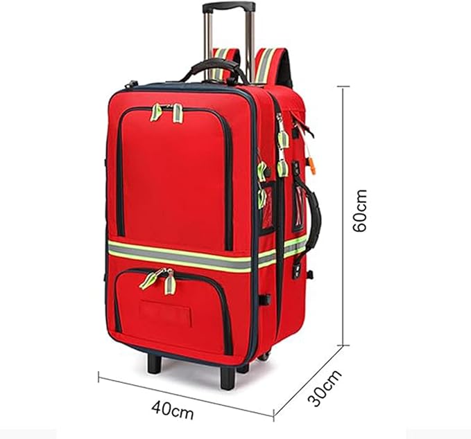 Emergency Backpack Empty First Responder Trauma Bag with Trolley &amp Wheels Large Capacity Oxford Cloth for EMT Paramedic Nurses Tactical Medics Home Care(A01With 3 pieces (empty bag))