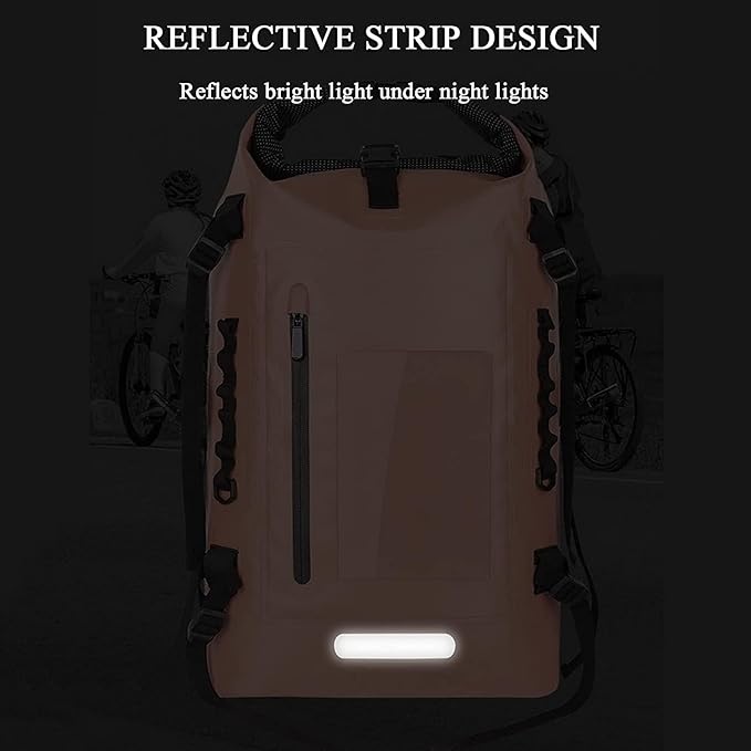 Waterproof Dry Bag Kayaking Backpack 25L Kayak Roll Top Drybags with Splash-Proof Zippered Pocket for Boating Camping