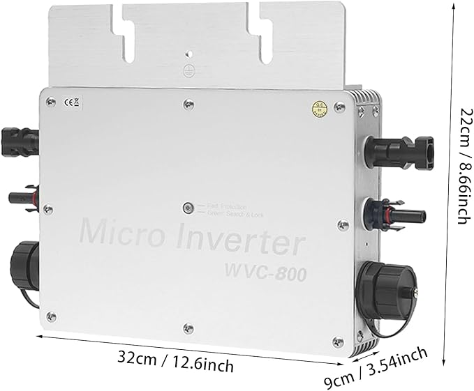 Solar Power Inverter 800W Solar Powered Inverter with LCD Display 22-50VDC 120V (90-140VAC) &amp 230V (170-260VAC) for Commercial Areas Power Plants and Schools (Silver)
