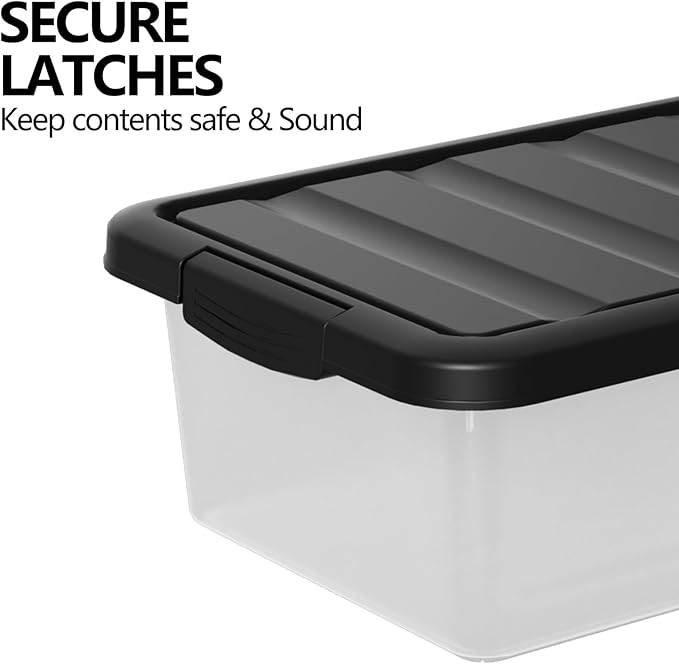 2-Pack Latching Boxes 14 Quart Clear Plastic Organization Containers for Closet Bedroom Shelving Units
