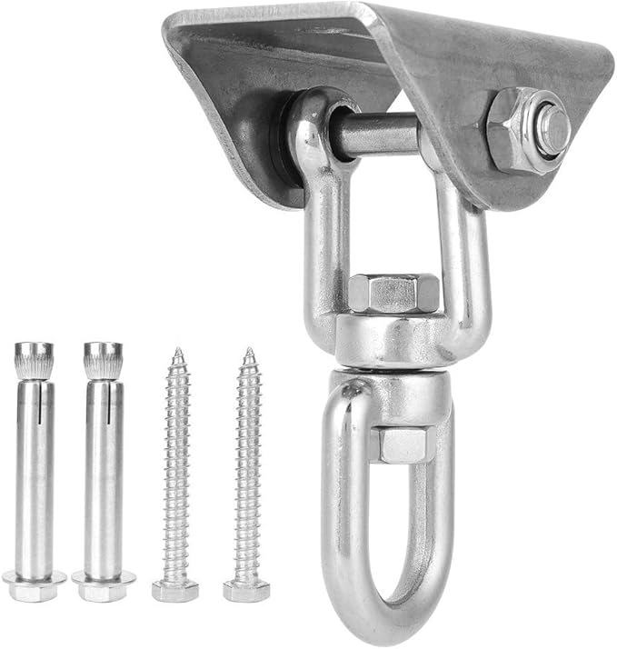 Hammock Hanging Kit 450 kg Capacity Heavy Duty 360¡ã Stainless Steel Rotatable Hammock Swing Hanger Hooks Fixed Plate Hanging Chair Kit Accessory for Hammock Stand Yoga Swing Chair Indoor Outdoor