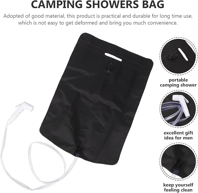Portable Camping Shower Bag with Foldable PVC Waterproof Tent Shower Outdoor Showering Kit for Hiking and Travel