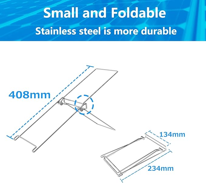 Nicesolar Portable Solar Panel Stand Multi-Functional Solar Panel Brackets Diameter 4 304 Stainless Steel Tool-Free Installation for Foldable or Flexible Solar Panels (S)