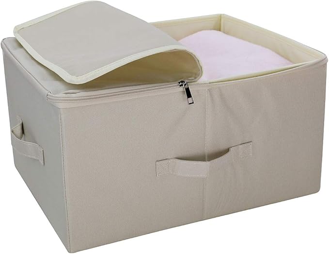 iwill CREATE PRO 17.6x 13.6x 9.7Dust-proof Closet Clothes Storage Boxes with Zip Lid Breathable Fabric &amp Collapsible Design Organizer Bins for Clothing Toy Dolls Shoes Blankets Light Gray 2