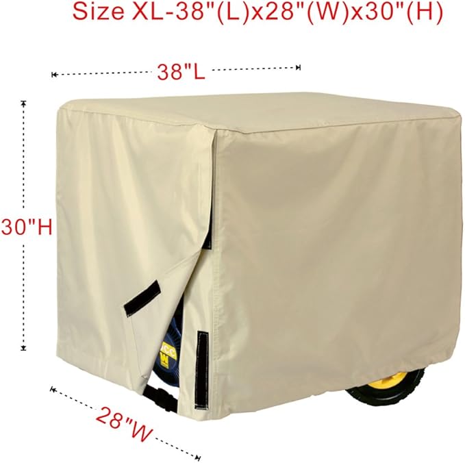 Porch Shield Waterproof Universal Generator Cover 38 x 28 x 30 inch for Most Generators 5500-15000 Watt Light Tan