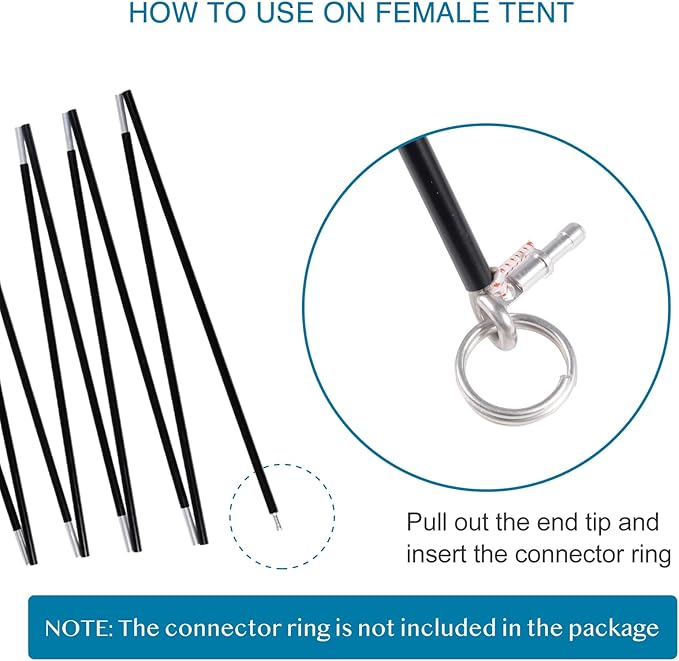 Aluminum Tent Poles Replacement Black Pre-Assembled Tent Pole 7001 T6 Heated Camping Tent Rod
