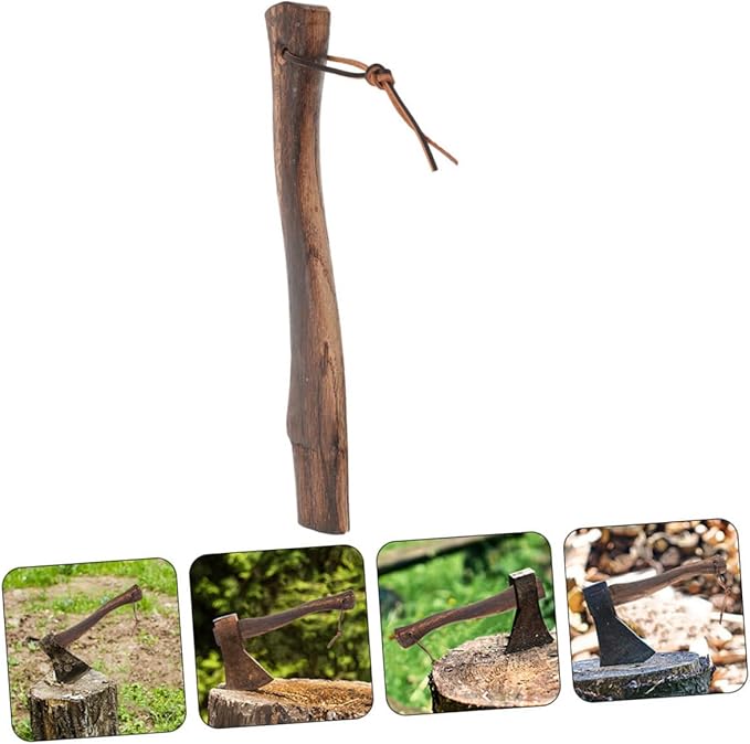 balacoo 6pcs Wooden Axe Grip Axe Handle Replacement Hardwood Handle for Firewood Gardening Hiking Hunting