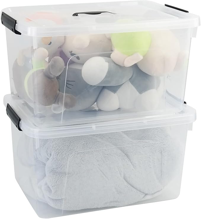 4-Pack 18 L Plastic Storage Box Clear Latch Storage Bin with Lid