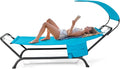 Tangkula Hammock with Stand Included Heavy Duty Outdoor Hammock with Adjustable Canopy Rustproof Metal Stand Pillow Storage Pocket Hammock Bed with Stand for Backyard Lawn Poolside (Blue)