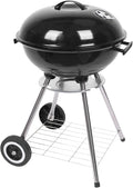 Outvita 18 inch Portable Charcoal Grill Stainless Steel BBQ Kettle Charcoal Grill with Wheels and Storage Holder for Camping Picnic Barbecue Party Outdoor Activities