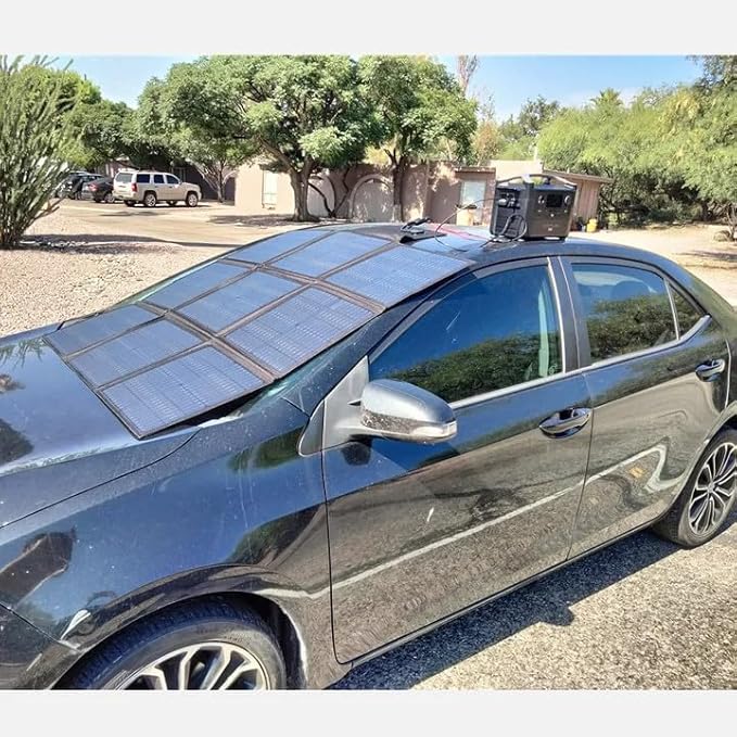 LENSUNSOLAR 300W Solar Blanket Complete Kit Ready to Charge Battery and Solar Generator Portable Lightweight for Camping